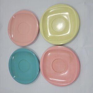 Vintage Boonton Ware 6" Melmac Plates Round Multicolor Set of 4 Pretend Play